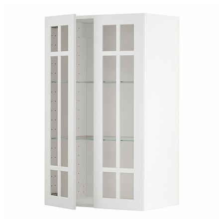 Навесной шкаф/полки/2стеклян двери, белый/Стенсунд белый 60x100 см IKEA METOD МЕТОД 394.097.81