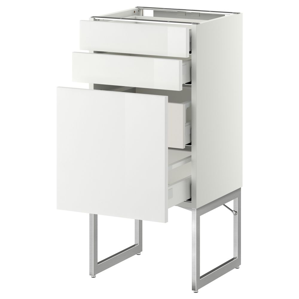 Напольный шкаф 3 фронтальных панели, 2 нижних, 2 средних ящика МЕТОД / МАКСИМЕРА, белый, Рингульт белый - схема-чертеж с размерами