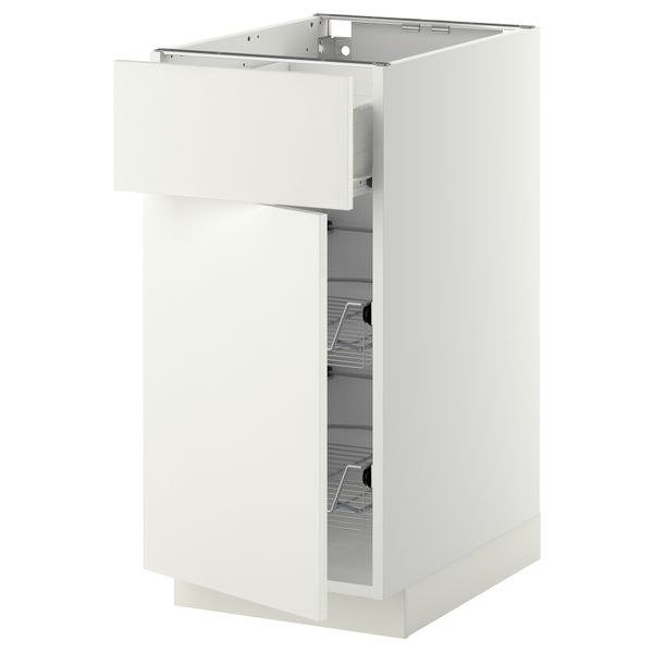 Напольный шкаф с проволочной корзиной, ящиком, дверью МЕТОД / ФОРВАРА, белый, Хэггеби белый - схема-чертеж с размерами