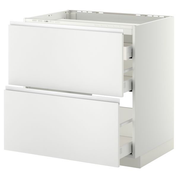 Напольный шкаф, 2 фронтальных панели, 3 ящика МЕТОД / МАКСИМЕРА, белый, Нодста белый - схема-чертеж с размерами