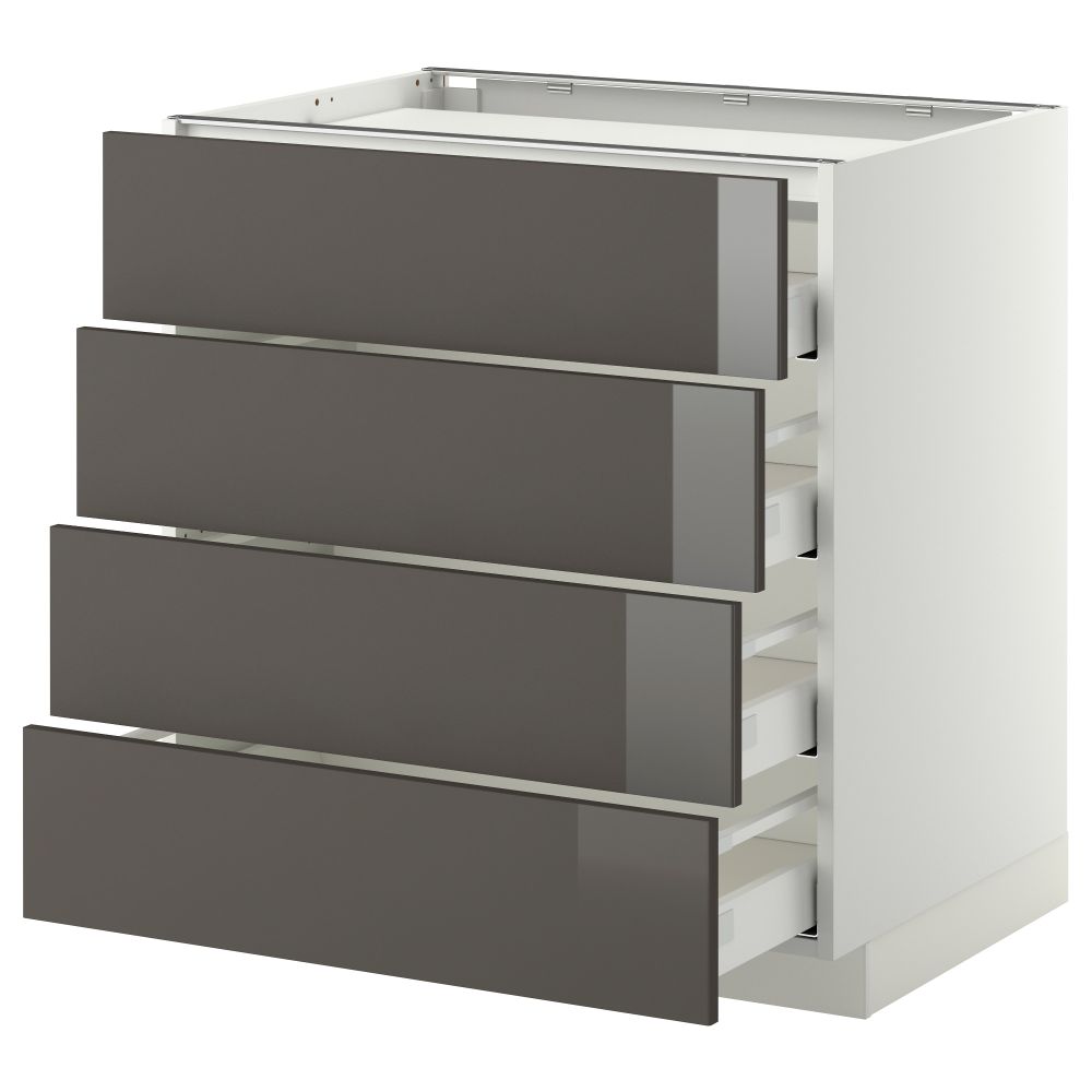 Напольный шкаф, 4 фронтальных панели, 4 ящика МЕТОД / МАКСИМЕРА, белый, Рингульт серый - фото 1