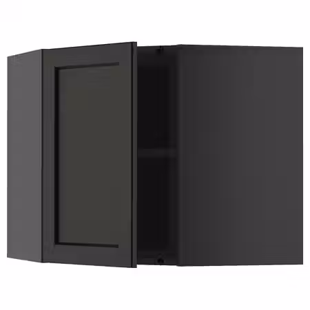 METOD Угловой навесной шкаф с полками - черно-серый/Lerhyttan черная морилка 68x60 см