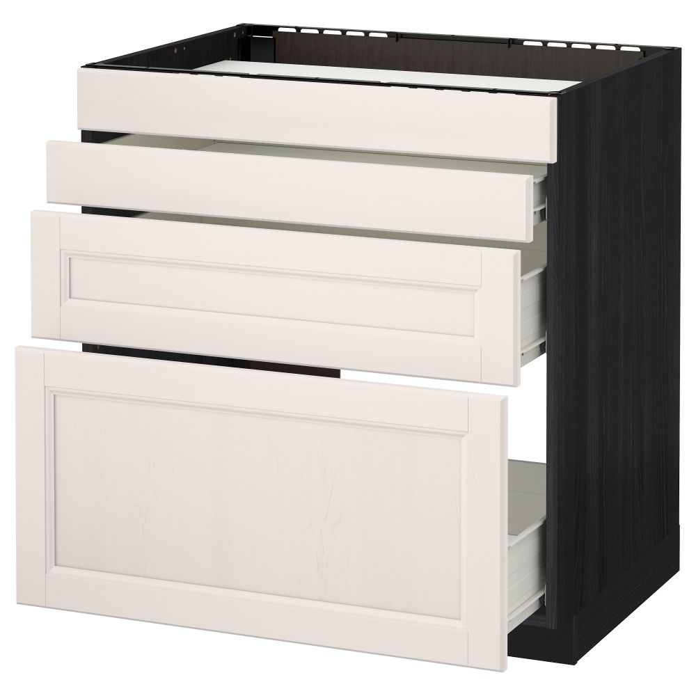 Напольный шкаф для духовки, 4фасада, 3 ящика МЕТОД / ФОРВАРА, черный, Лаксарби белый - схема-чертеж с размерами