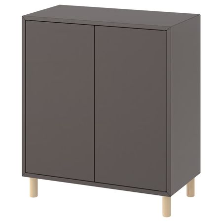 EKET Комбинация шкафов с ножками - темно-серый/дерево 70x35x80 см