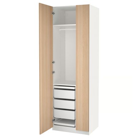 PAX / FORSAND Гардероб, комбинация - белый/под беленый дуб 75x60x236 см