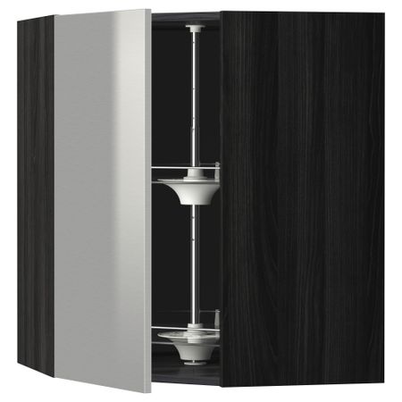 Угловой навесной шкаф с вращающейся секцией МЕТОД, черный, Гревста нержавеющ сталь