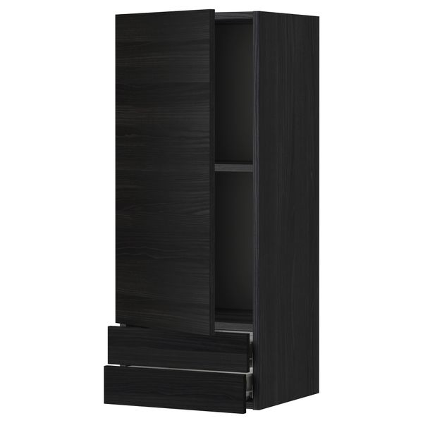 Навесной шкаф с дверцей, 2 ящика МЕТОД / ФОРВАРА, черный, Тингсрид черный - фото 1