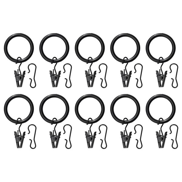 Гардин кольцо с зажимом и крючком, черный 25 мм IKEA SYRLIG СИРЛИГ 403.707.11 - схема-чертеж с размерами