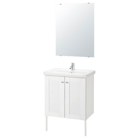 Комплект мебели для ванной,7 предм., Йельсен белый/ПИЛКОН смеситель 64x43x88 см IKEA FISKÅN ФИСКОН / TVÄLLEN ТВЭЛЛЕН 094.360.69