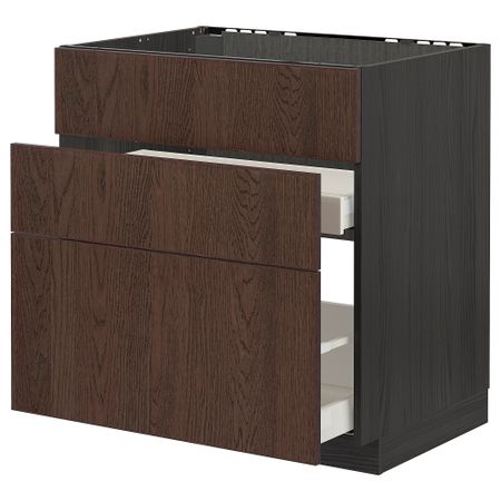 Шкаф под мойку + 3 фасада, 2 ящика, 80x60 cm IKEA METOD МЕТОД, MAXIMERA МАКСИМЕРА 994.056.76