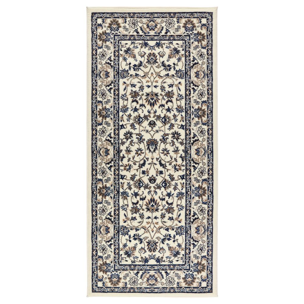 Ковер, короткий ворс ВАЛЛОБИ, бежевый, синий (80x180 см) - фото 1