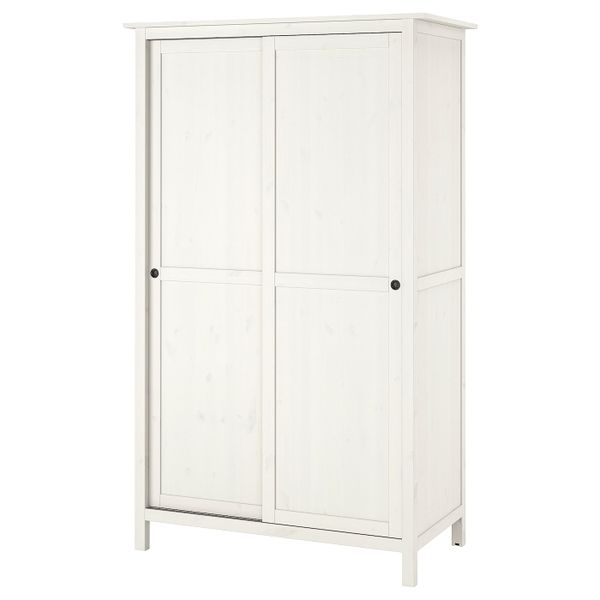 Гардероб с 2 раздвижными дверцами, белая морилка 120x197 см IKEA HEMNES ХЕМНЭС 603.697.83 - фото 1