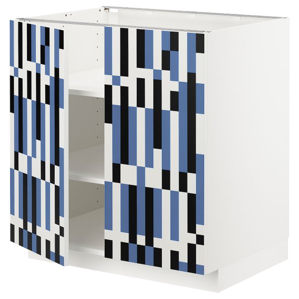 Напольный шкаф с полками/2двери, белый, Иттербин с печатным рисунком 80x60x80 см IKEA МЕТОД 292.869.93 - схема-чертеж с размерами