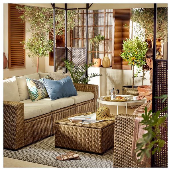 3-местный модульный диван, садовый, коричневый/Холло бежевый 223x82x82 см IKEA СОЛЛЕРОН 892.413.84 - фото 2