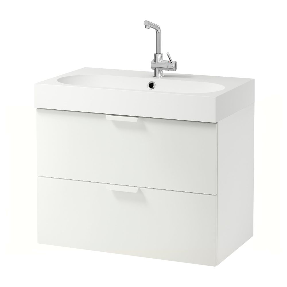 Шкаф для раковины с 2 ящиками ГОДМОРГОН / БРОВИКЕН, белый (80x48x68 см) - фото 1