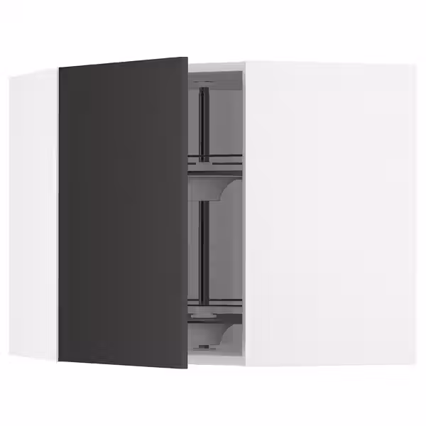 METOD Углов навесн шкаф с вращающ секцией - белый/Nickebo матовый антрацит 68x60 см - фото 1