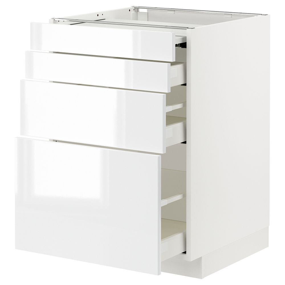 Напольный шкаф с выдвижной панелью, 3 ящиками, 60x60 cm IKEA METOD МЕТОД, MAXIMERA МАКСИМЕРА 694.338.12 - фото 1