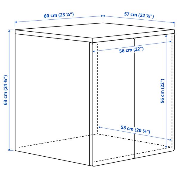 Шкаф, белый синий, с 1 полкой, 60x57x63 см IKEA PLATSA ПЛАТСАA ПЛАТСА, SMÅSTAD СМОСТАД 595.426.56 - схема-чертеж с размерами