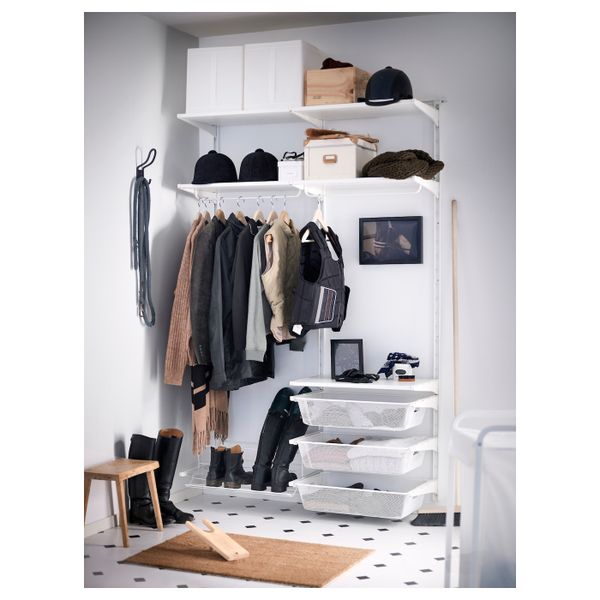 Настенная шина, штанга, модуль для/обуви, белый 132x41x199 см IKEA АЛЬГОТ 992.762.93 - фото 7