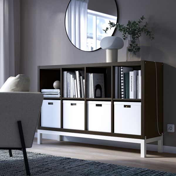 Стеллаж с основанием, черно-коричневый/белый 147x94 см IKEA KALLAX КАЛЛАКС 994.716.71 - фото 2