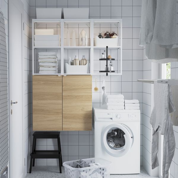 Комбинация для хранения, белый, под дуб, 120x32x150 см IKEA BEGIVENHET БЕГИВЕНХЕТ 295.481.22 - фото 4