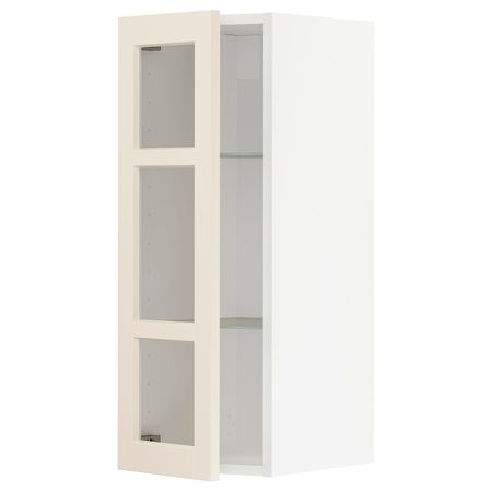 Навесной шкаф с полками, стекляными дв, белый/Хитарп белый с оттенком 30x80 см IKEA METOD МЕТОД 993.007.97