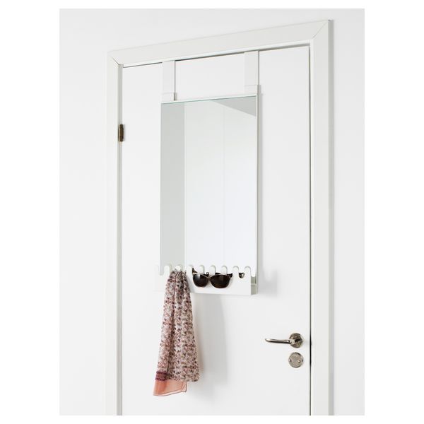 Надверное зеркало с крючками и полкой ГАРНЕС, белый надверное (38x83 см) - фото 3