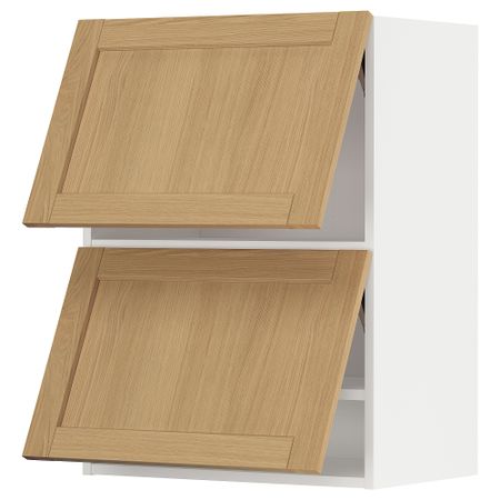 Навесной горизонтальный шкаф, 2 двери, белый, Forsbacka дуб, 60x80 см IKEA METOD МЕТОД 895.093.73