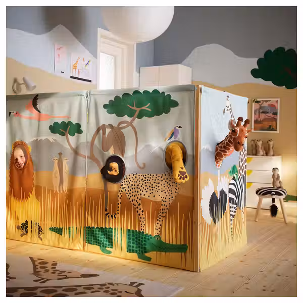 KURA Гардина для кровати - разноцветный/животные саванны - схема-чертеж с размерами