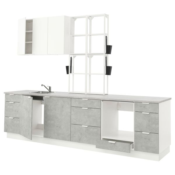 Кухня, 323x63.5x241 см, белый, под бетон белый IKEA BEGIVENHET БЕГИВЕНХЕТ 293.378.79 - фото 2