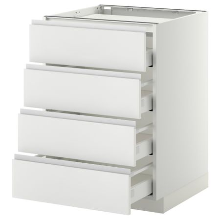 Напольный шкаф, 4 фронтальных панели, 4 ящика МЕТОД / МАКСИМЕРА, белый, Нодста белый