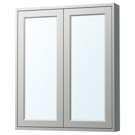 TÄNNFORSEN ТАННФОРСЕН Зеркальный шкаф с дверцами - светло-серый 80x15x95 см