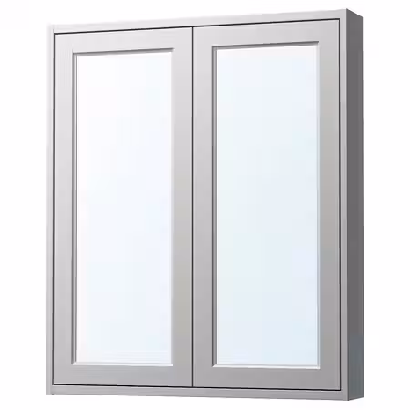 TÄNNFORSEN ТАННФОРСЕН Зеркальный шкаф с дверцами - светло-серый 80x15x95 см