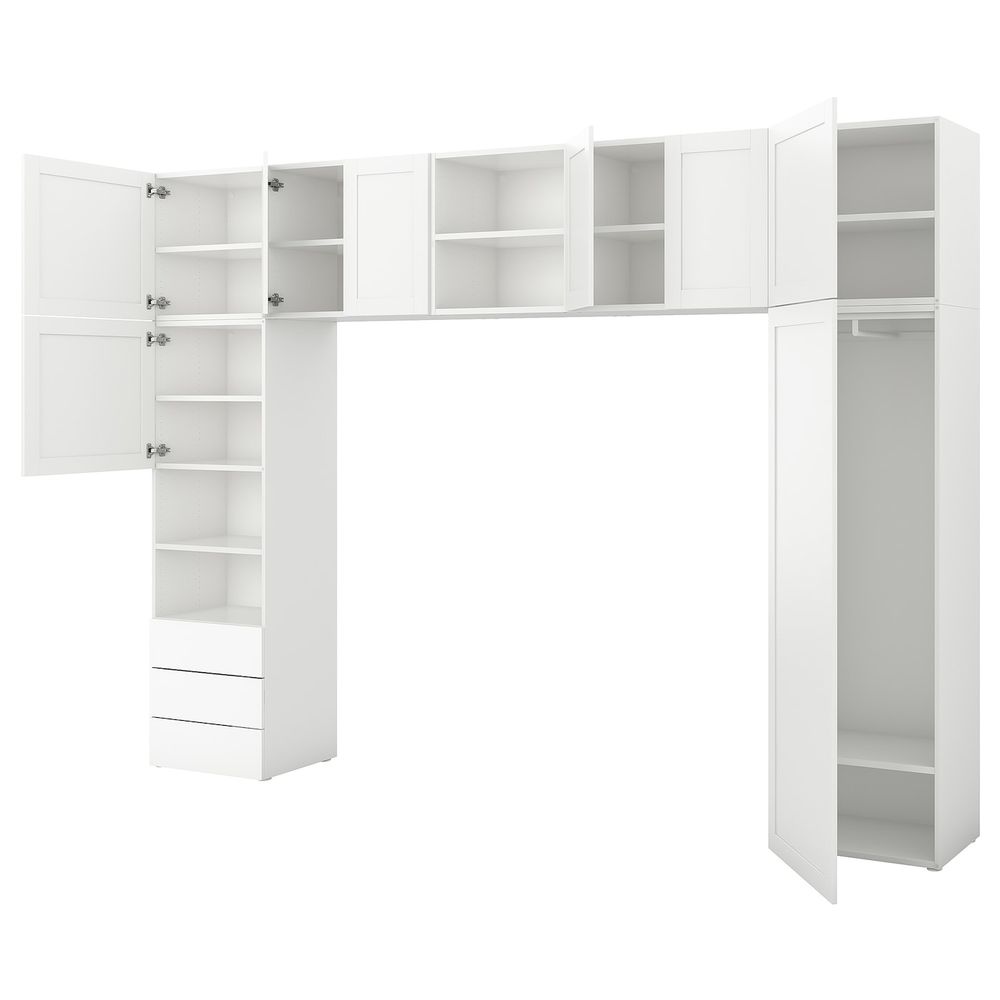 Гардероб/8 дверей+3 ящика, белый/Фоннес Саннидаль 340x42x241 см IKEA OPPHUS ОПХУС 293.365.49 - фото 1