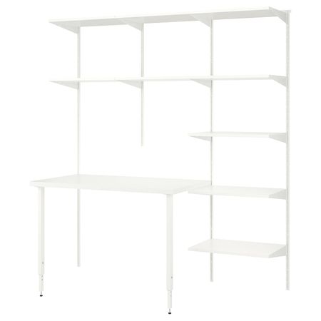 Стеллаж со столешницей, белый 187x62x201 см IKEA BOAXEL БОАКСЕЛЬ / LAGKAPTEN ЛАГКАПТЕН 694.406.19