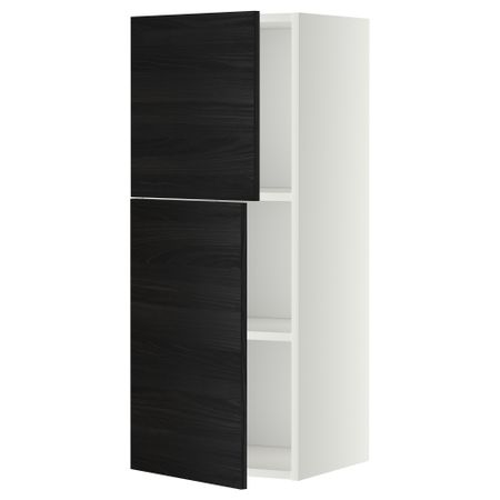 Навесной шкаф с полками, 2 дверцы МЕТОД, белый, Тингсрид черный
