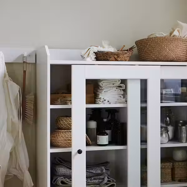 HAUGA Шкаф-витрина - белый 105x116 см - фото 4