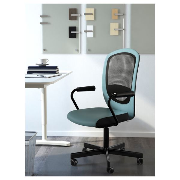 Вращающееся легкое кресло ФЛИНТАН / НОМИНЕЛЬ, бирюзовый - схема-чертеж с размерами