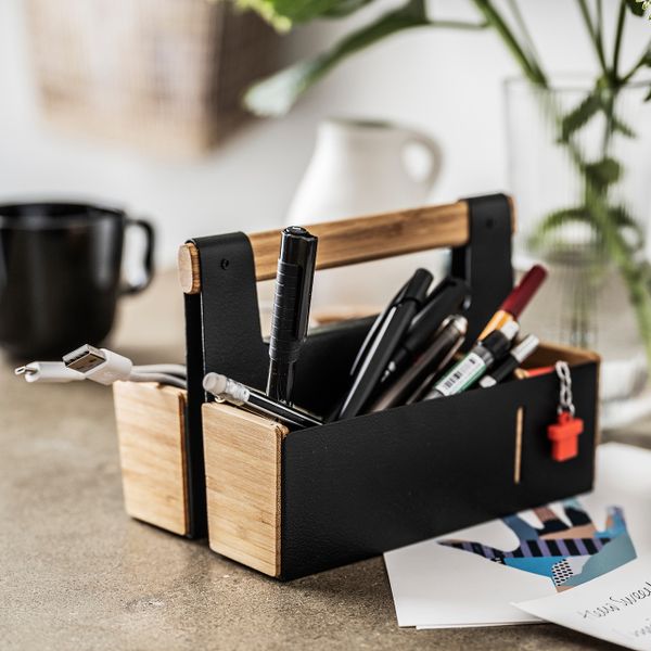 Подставка для канцелярских принадлежн, бамбук/черный 18x13 см IKEA ANILINARE АНИЛИНАРЕ 204.682.66 - фото 2