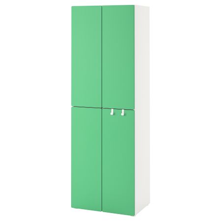 Гардероб, 60x57x181 см, белый зеленый с 2 платяными штангами IKEA PLATSA ПЛАТСАA ПЛАТСА, SMÅSTAD СМОСТАД 694.304.70