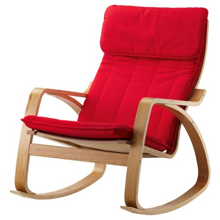 Кресло-качалка ПОЭНГ, дубовый шпон, Ранста красный