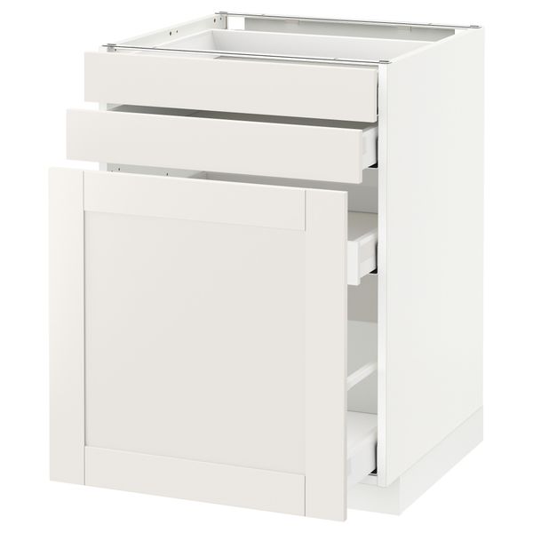 Напольный шкаф с выдвижными модулями, 2 фронтальные панели МЕТОД / МАКСИМЕРА, белый, Сэведаль белый - схема-чертеж с размерами