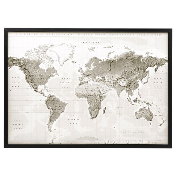 Картина с рамой БЬЁРКСТА, Планета Земля серый/белый, черный (140x100 см) - фото 1