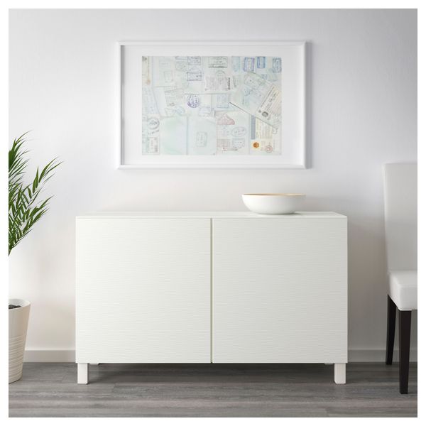 Комбинация для хранения с дверцами БЕСТО, белый, Лаксвикен белый (120x40x74 см) - схема-чертеж с размерами