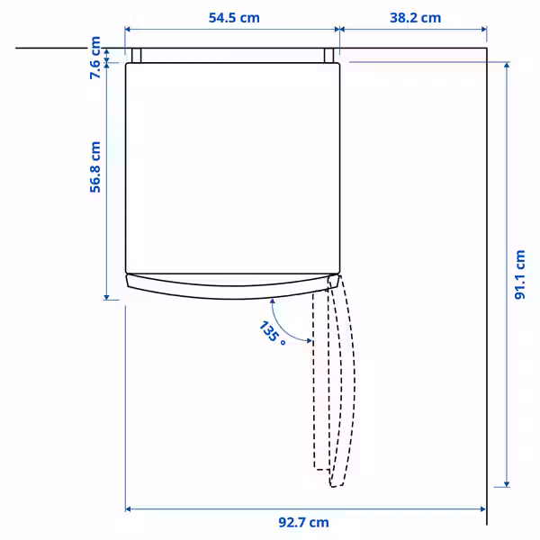 LAGAN Холодильник/ морозильник - отдельно стоящий/белый 197/65 л - схема-чертеж с размерами