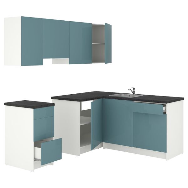 Кухня, глянцевый/синяя бирюза 220x180x220 см IKEA KNOXHULT КНОКСХУЛЬТ 794.244.21 - фото 1