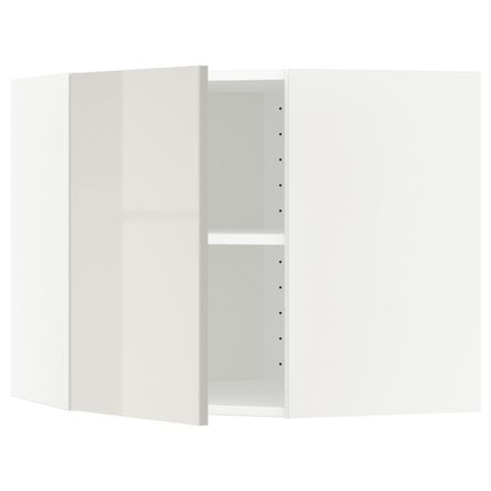 Угловой навесной шкаф с полками, белый/Рингульт светло-серый 68x60 см IKEA METOD МЕТОД 392.323.20