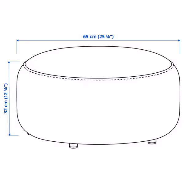 LILLESÄTER ЛИЛЛЕСЭТЕР Пуф - Axvall белый с оттенком - схема-чертеж с размерами
