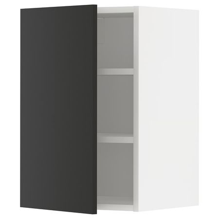 METOD Навесной шкаф с полками - белый/Nickebo матовый антрацит 40x60 см