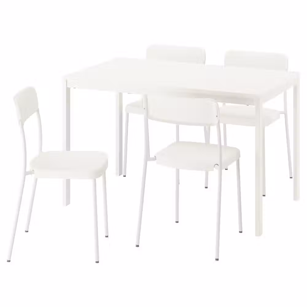 VIHALS / VIHALS Стол и 4 стула - белый/белый 120/180x74 см - фото 1